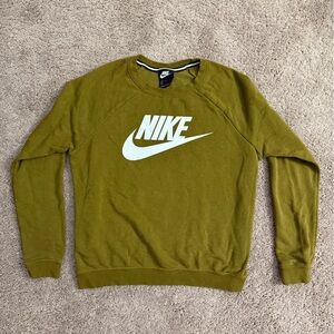 Nike Sweatshirt Men size Medium Olive Green Crew Neck Long Sleeve Shirt Sweater